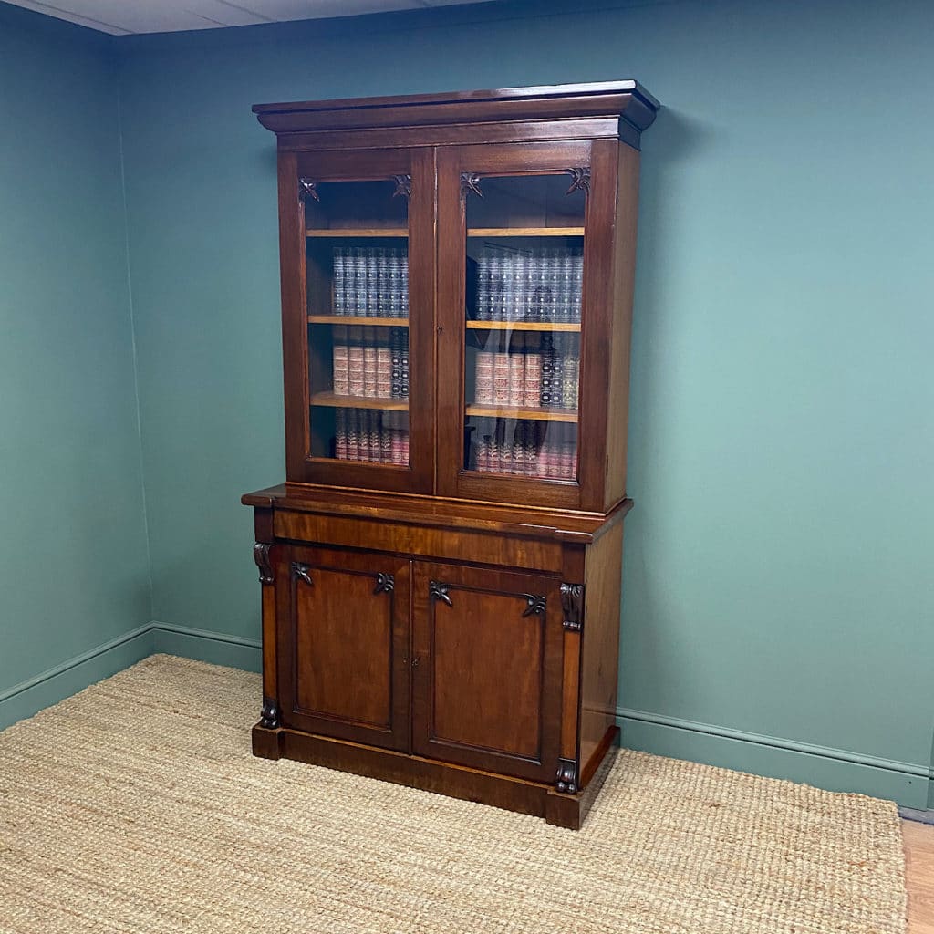 Quality Victorian Mahogany Antique Bookcase on Cupboard - Antiques World