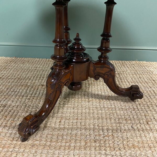 Unusual Victorian Burr Walnut Antique Drum Table