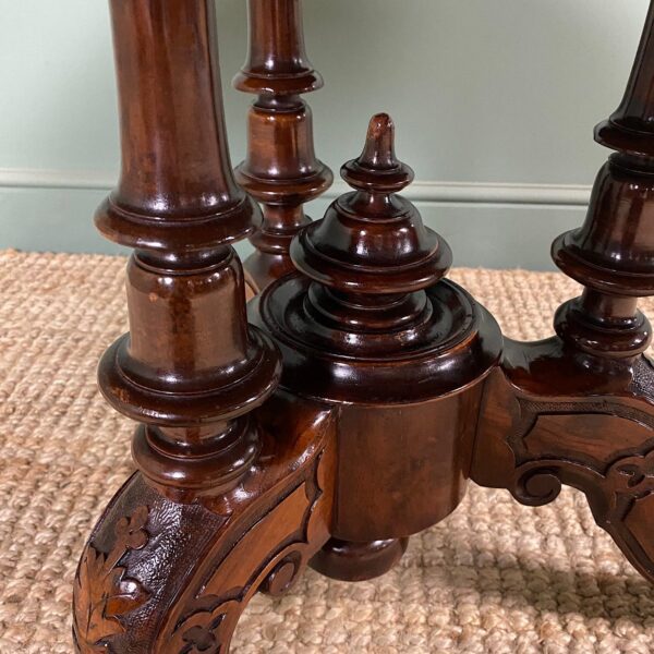 Unusual Victorian Burr Walnut Antique Drum Table