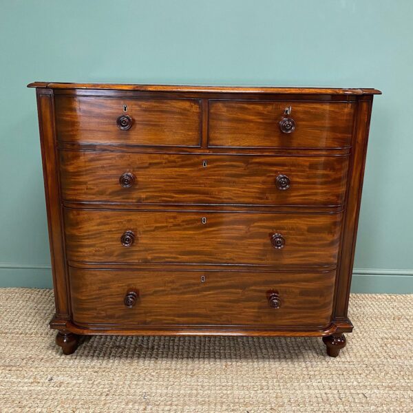 Spectacular Figured Mahogany Victorian Bow Fronted Antique Chest Of