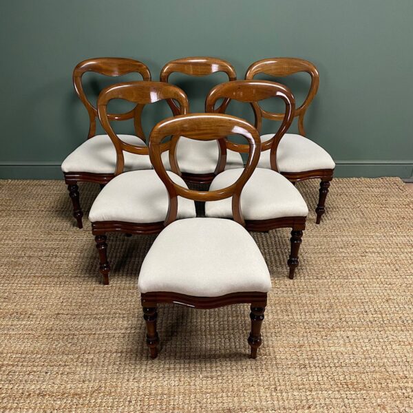 Set of 6 Victorian Mahogany Antique Balloon Back Chairs