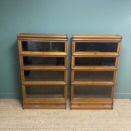 Unusual Pair of Oak Globe Wernicke Antique Bookcases