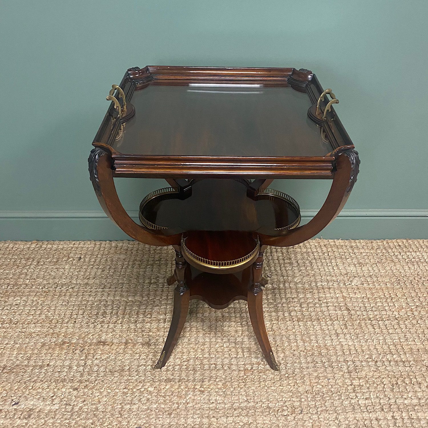 Quality Victorian Walnut Antique Tray Top Table