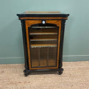 Burr Walnut Victorian Antique Music Cabinet by James Shoolbred & Co