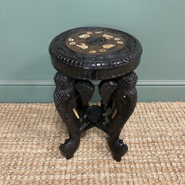 Antique Carved Elephant Table