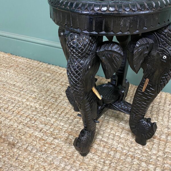 Antique Carved Elephant Table