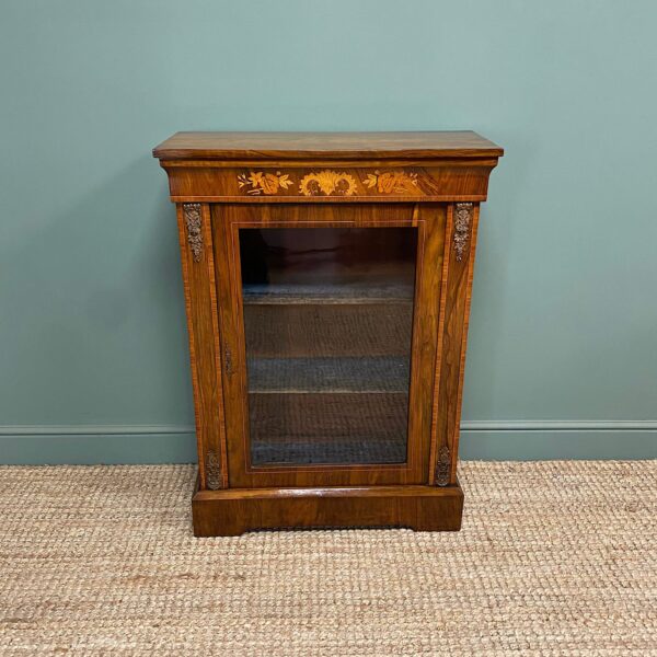 Superb Quality Victorian Figured Walnut Antique Pier Cabinet