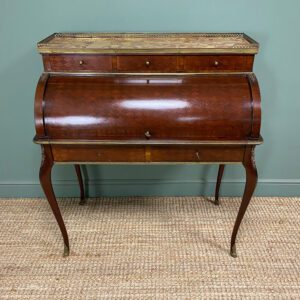 French Marble Topped Antique Edwardian Cylinder Bureau