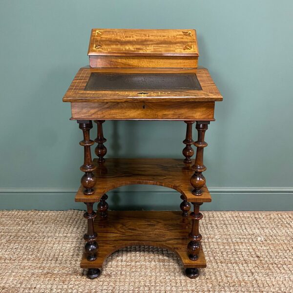 Victorian Walnut Antique Davenport Whatnot