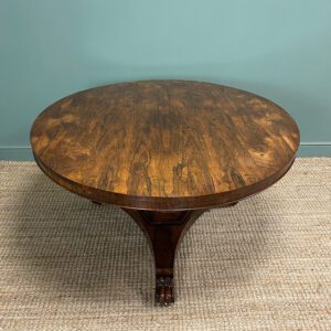 Large Circular Rosewood Antique Pedestal Dining Table