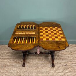 Spectacular Victorian Antique Figured Walnut Games Table