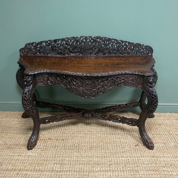 Unusual Antique Carved Burmese Console Table