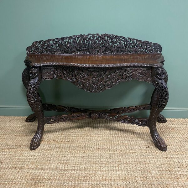 Unusual Antique Carved Burmese Console Table