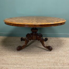Stunning Victorian Oval Antique Burr Walnut Table