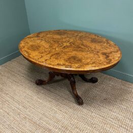 Stunning Victorian Oval Antique Burr Walnut Table