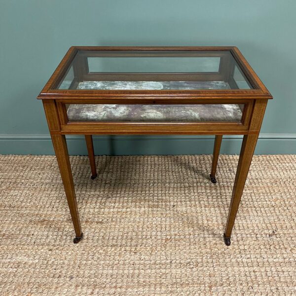 Elegant Mahogany Glazed Antique Edwardian Bijouterie Table