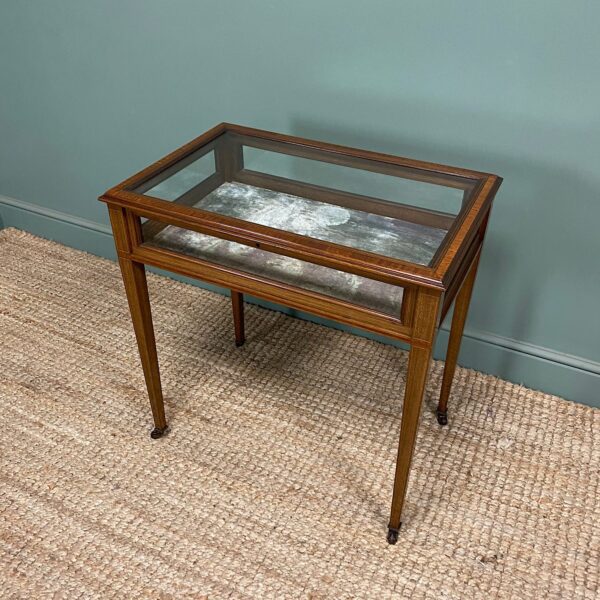 Elegant Mahogany Glazed Antique Edwardian Bijouterie Table