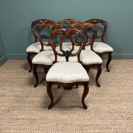 Stunning Set of 6 Antique Victorian Rosewood Dining Chairs