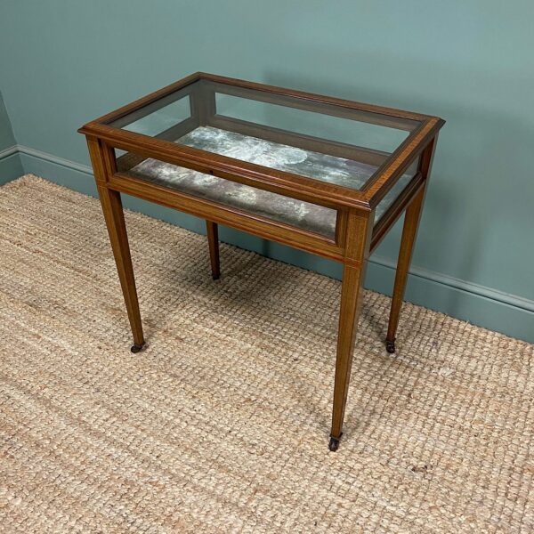 Elegant Mahogany Glazed Antique Edwardian Bijouterie Table