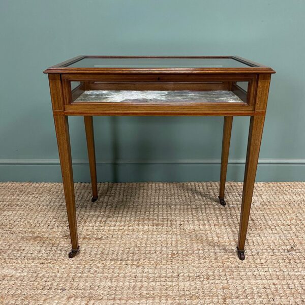 Elegant Mahogany Glazed Antique Edwardian Bijouterie Table