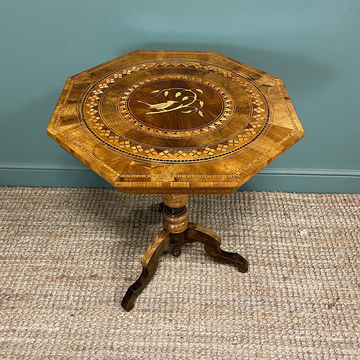 Spectacular Inlaid Antique Victorian Walnut Centre Table - Antiques World