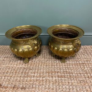 Pair of Antique Brass Jardinieres