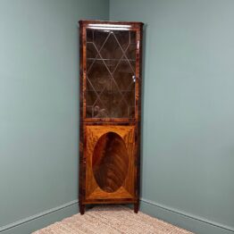 Spectacular Antique Inlaid Edwardian Corner Cabinet