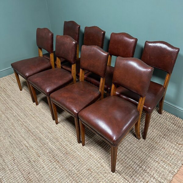 Set of 8 Antique Victorian Oak Dining Chairs
