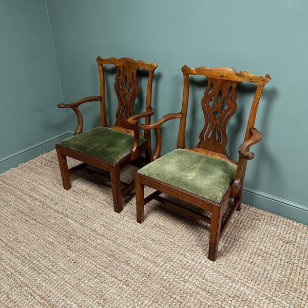 Quality Pair of Antique Georgian Carver Arm Chairs