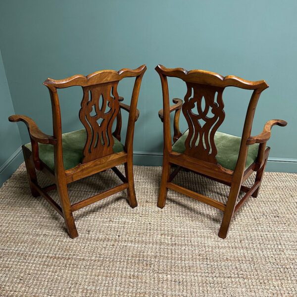 Quality Pair of Antique Georgian Carver Arm Chairs