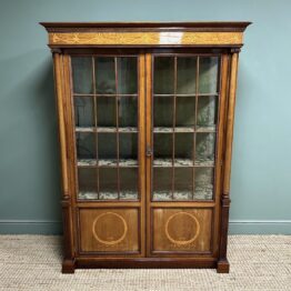 Exhibition Quality Victorian Inlaid Antique Display Cabinet / Bookcase