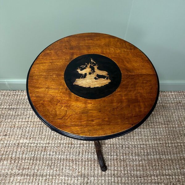 Unusual Black Forest Antique Musical Table