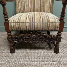 Quality Large Upholstered Antique Arm Chair / Throne Chair