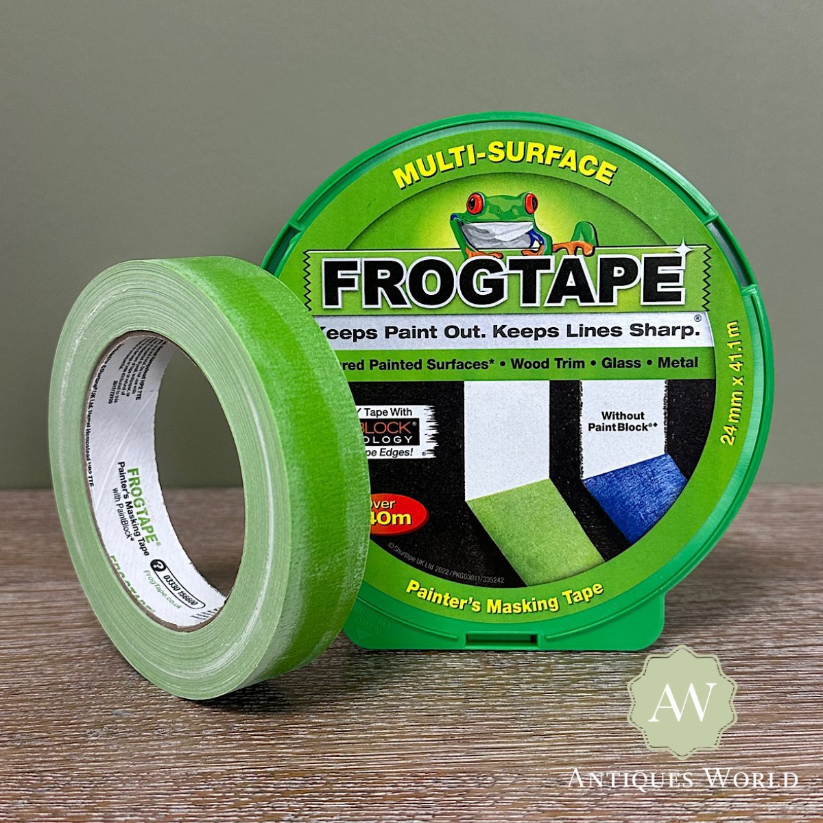 Ruban De Masquage FrogTape 24 Mm X 41,1 M – Technologie PaintBlock, Lignes Nettes, Adhésif Moyen