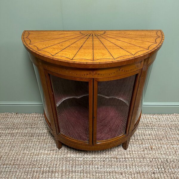 Spectacular Inlaid Bow Fronted Antique Satinwood Cabinet