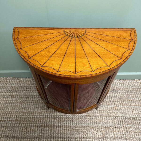 Spectacular Inlaid Bow Fronted Antique Satinwood Cabinet