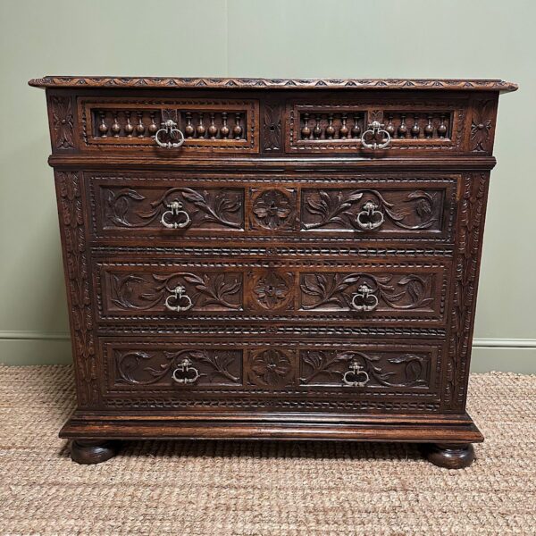 Spectacular Antique Victorian Oak Chest Of Drawers