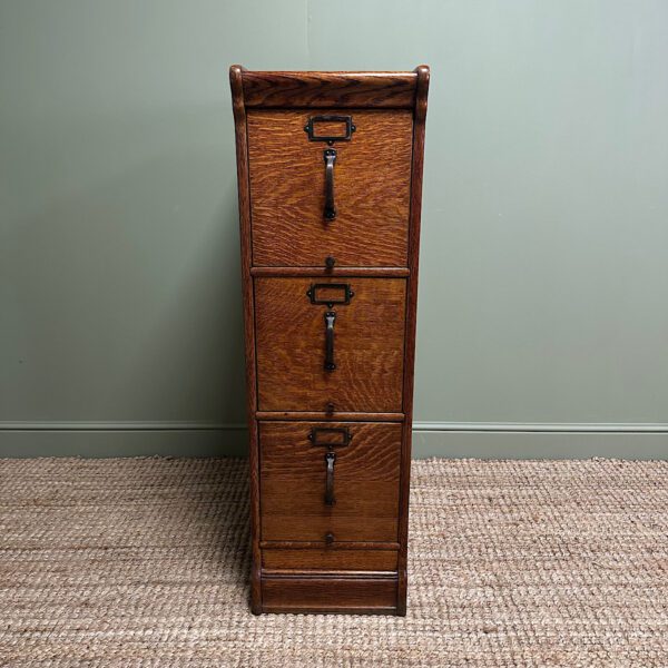 Unusual Edwardian Oak Antique Filing Cabinet