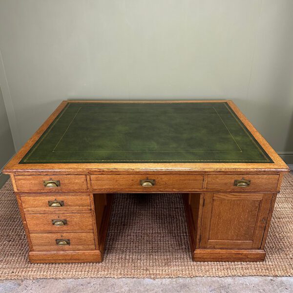 Large Quality Oak Antique Partners Desk