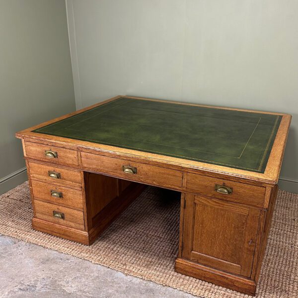 Large Quality Oak Antique Partners Desk