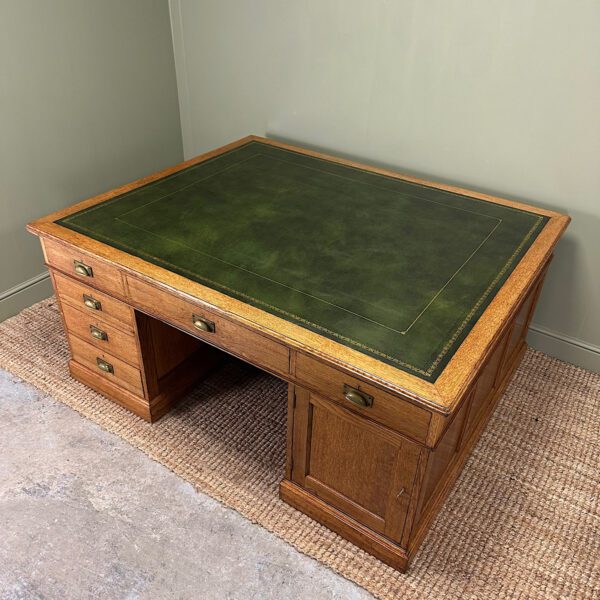 Large Quality Oak Antique Partners Desk