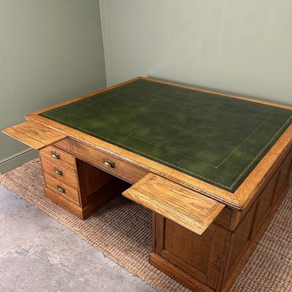 Large Quality Oak Antique Partners Desk