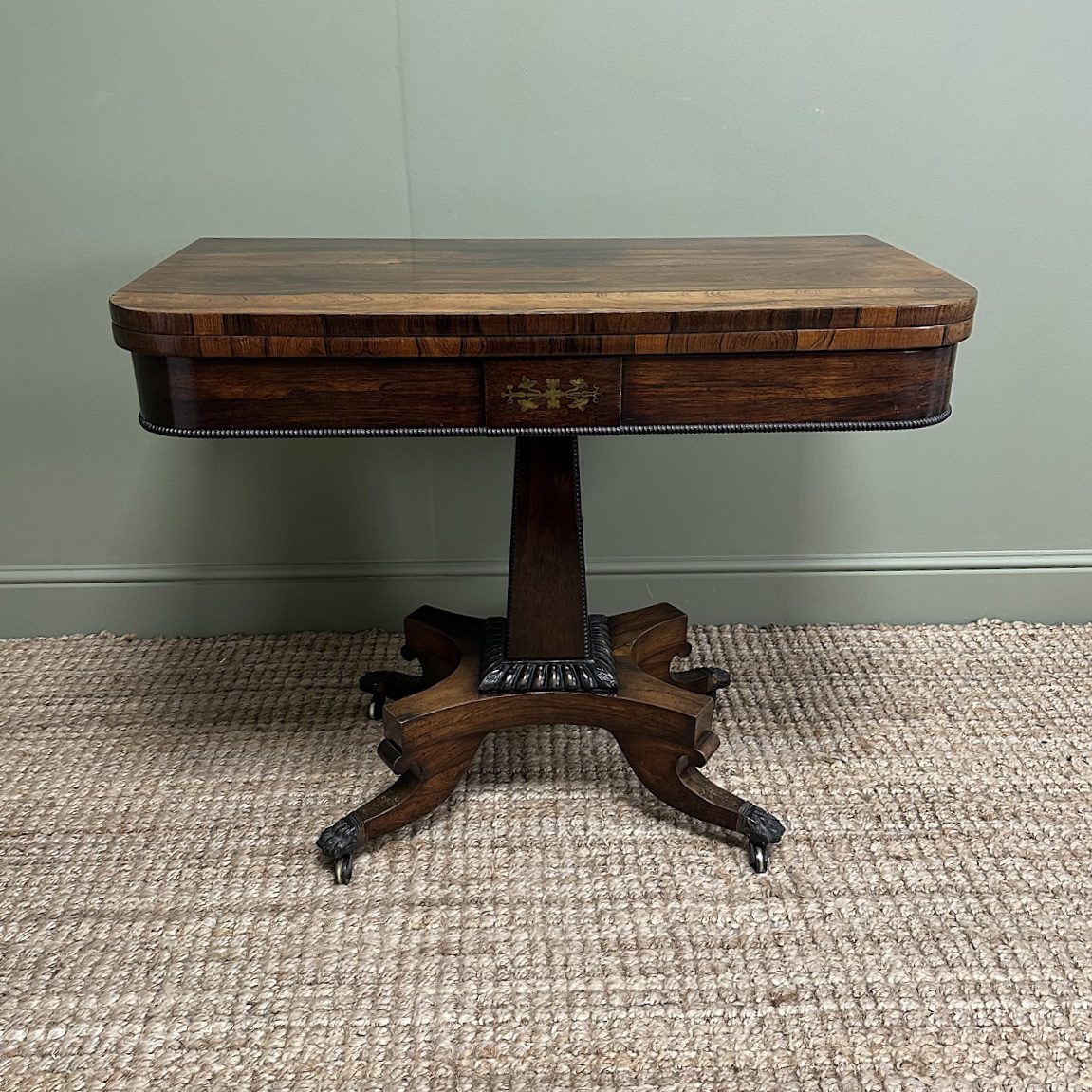 Regency Brass Inlaid Games Table Regency Brass Inlaid Games Table
