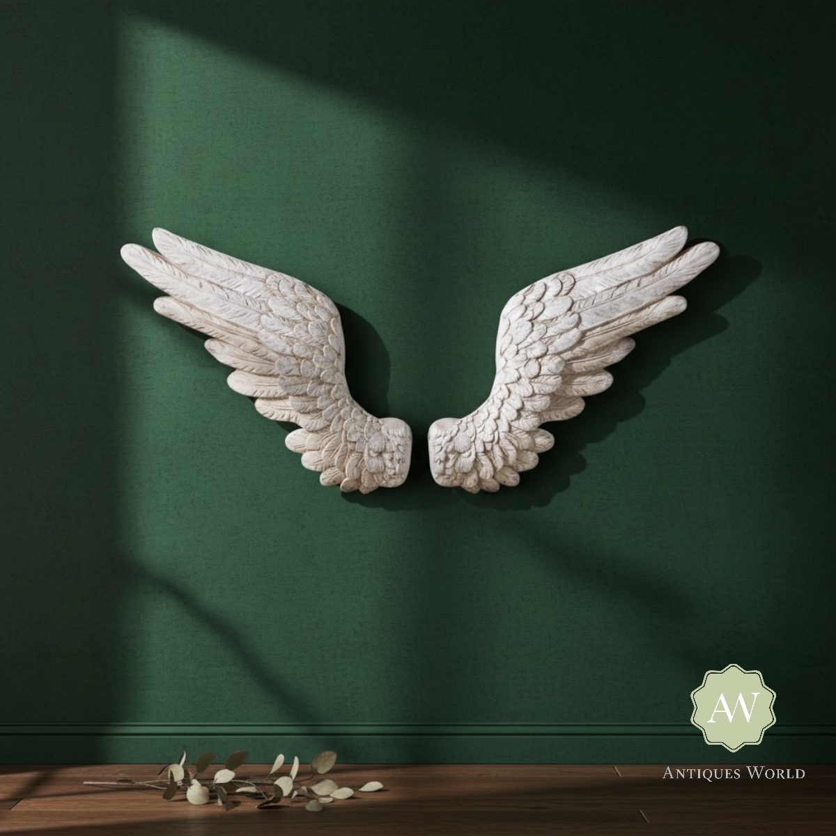 Pair of Antique White Angel Wings Wall Décor